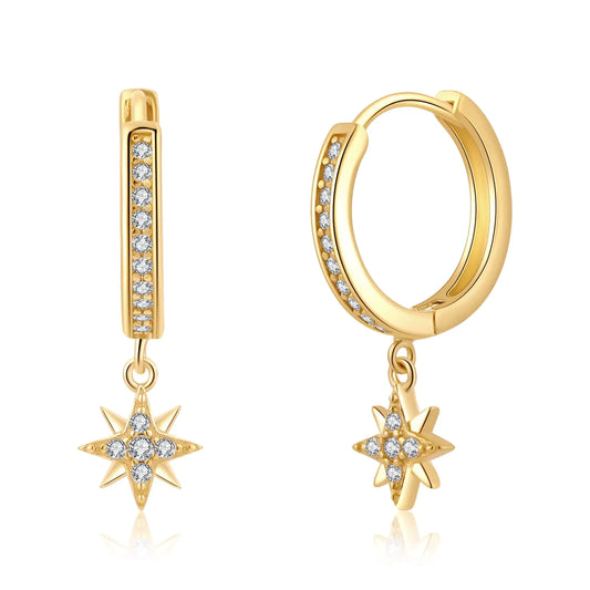 ToHeart Gold Hoop Earrings 14k Gold Earrings Dangle Star Dangle Earrings Hypoallergenic Small Gold Hoop Earrings