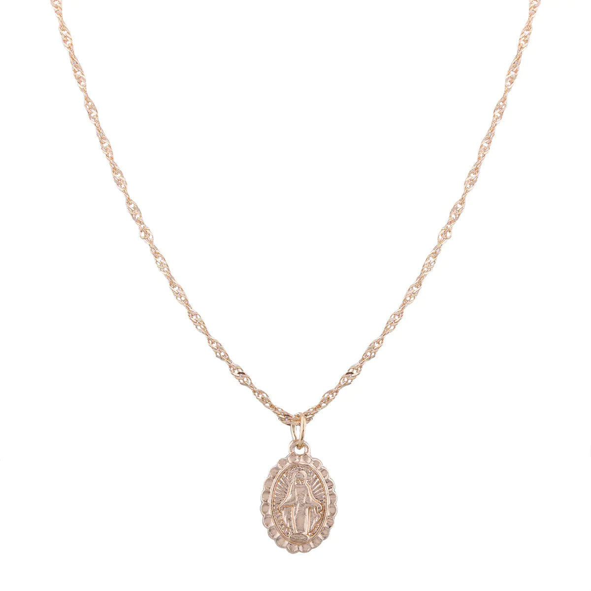 Cross Virgin Mary Pendant, Cross Necklace, Layered Coin Necklace